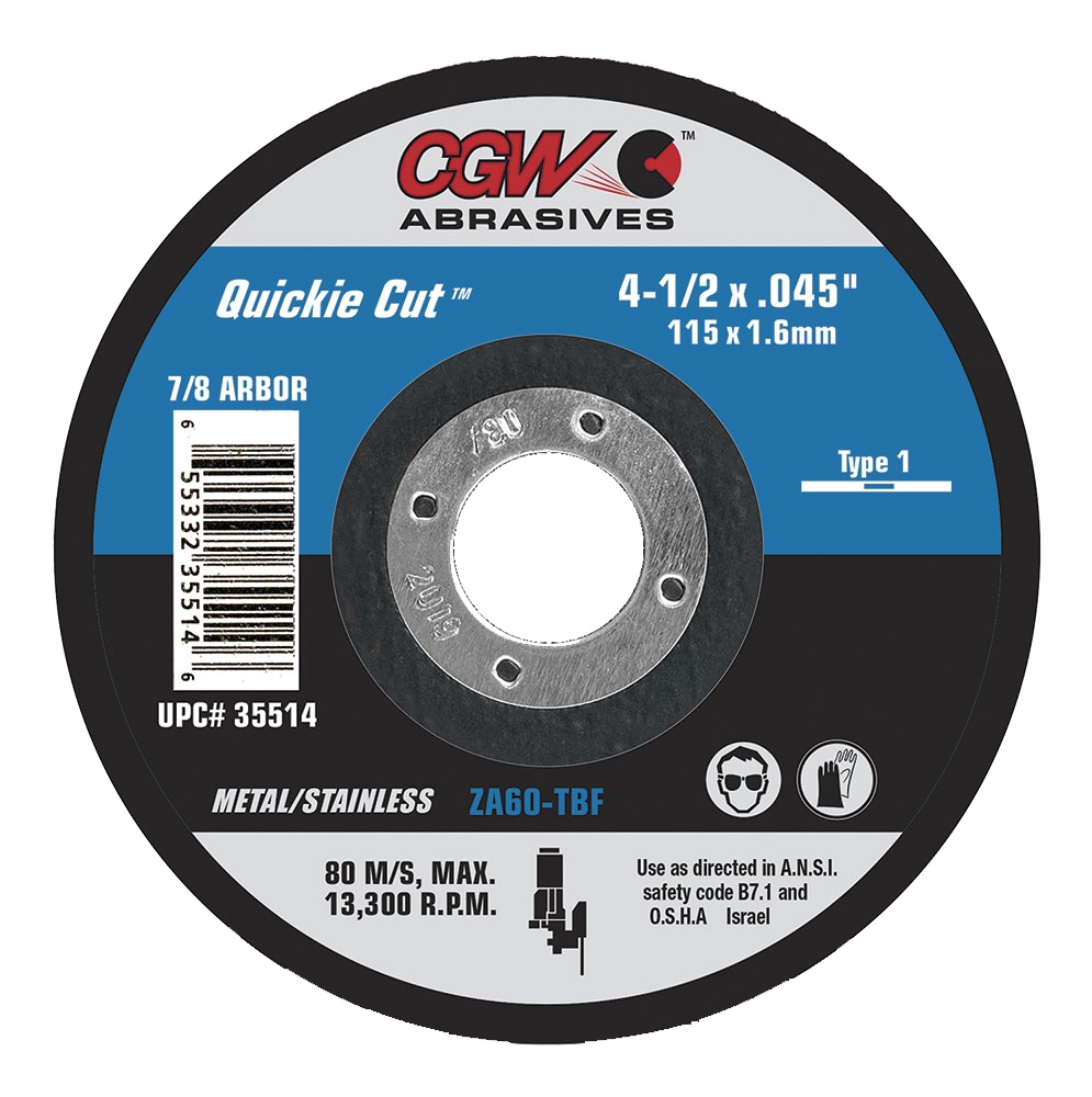 Picture of CGW "Camel" Abrasive 41/2X.045X5/8-11 T27 Za60Sbf Wheel Cut Off
